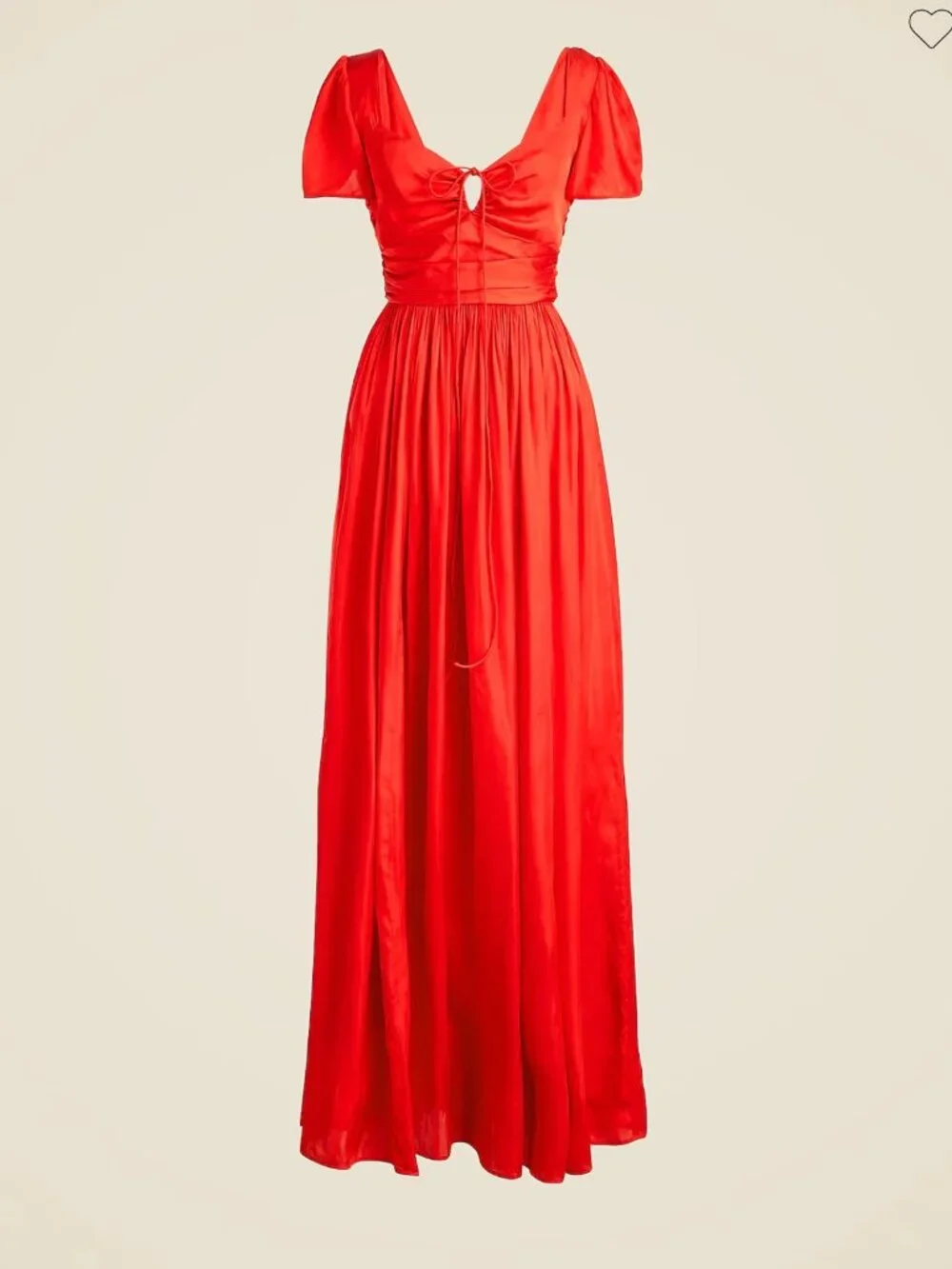 J Crew NWT Silky Red Maxi Dress Sweetheart Neck Flutter Slv Keyhole Size 22 J29